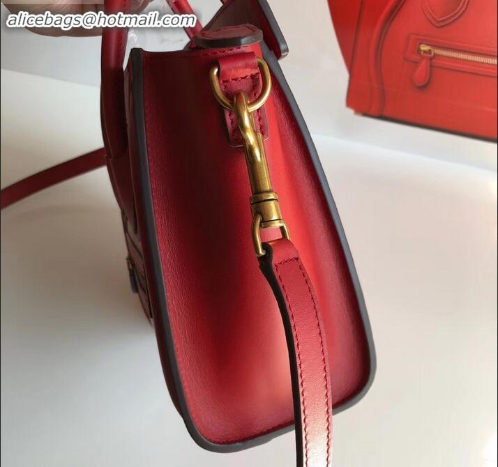 Top Quality Celine Nano Luggage Bag in Original Red/Croco Pattern with Removable Shoulder Strap C090906