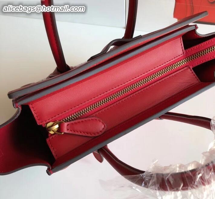 Top Quality Celine Nano Luggage Bag in Original Red/Croco Pattern with Removable Shoulder Strap C090906