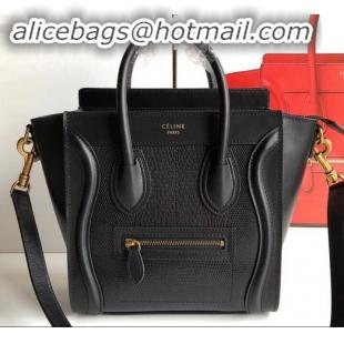 Best Price Celine Nano Luggage Bag in Original Black/Lizard Pattern with Removable Shoulder Strap C090906