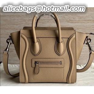 Most Popular Celine Nano Luggage Bag in Original Drummed Calfskin Beige with Removable Shoulder Strap C090906