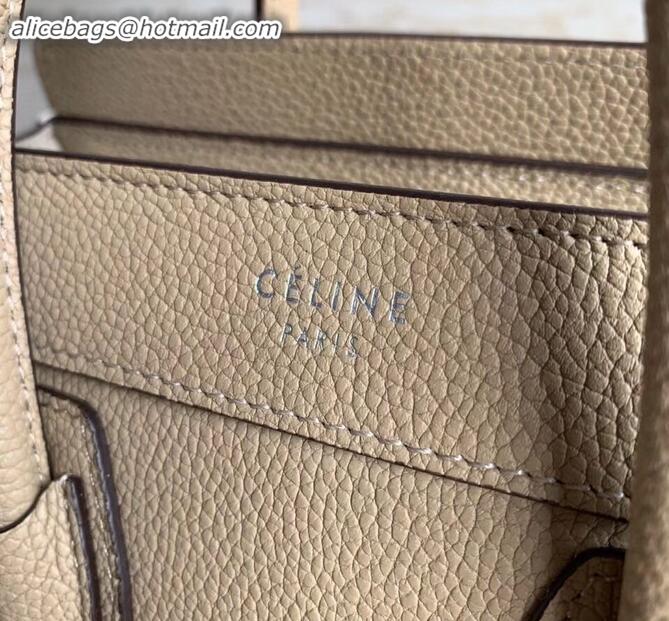 Most Popular Celine Nano Luggage Bag in Original Drummed Calfskin Beige with Removable Shoulder Strap C090906