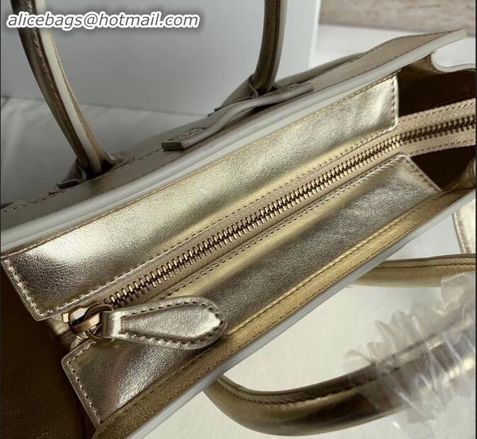 Good Quality Celine Nano Luggage Bag in Original Laminated Lambskin Gold with Removable Shoulder Strap C090906