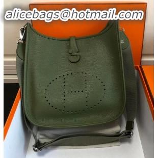 Unique Style Hermes Togo Leather Evelyne III PM Bag H091401 army green