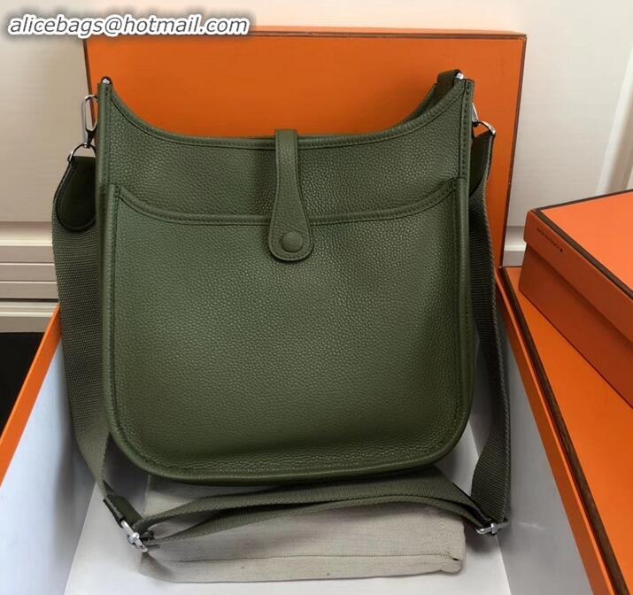 Unique Style Hermes Togo Leather Evelyne III PM Bag H091401 army green