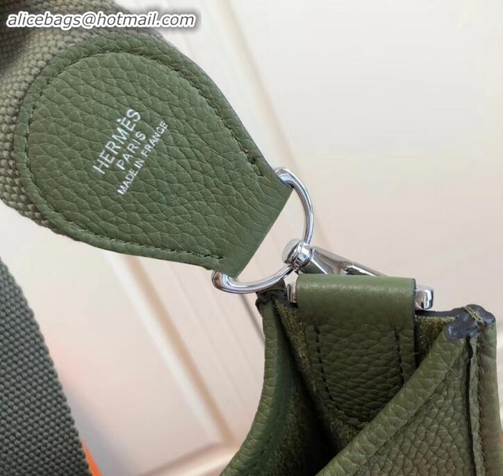 Unique Style Hermes Togo Leather Evelyne III PM Bag H091401 army green