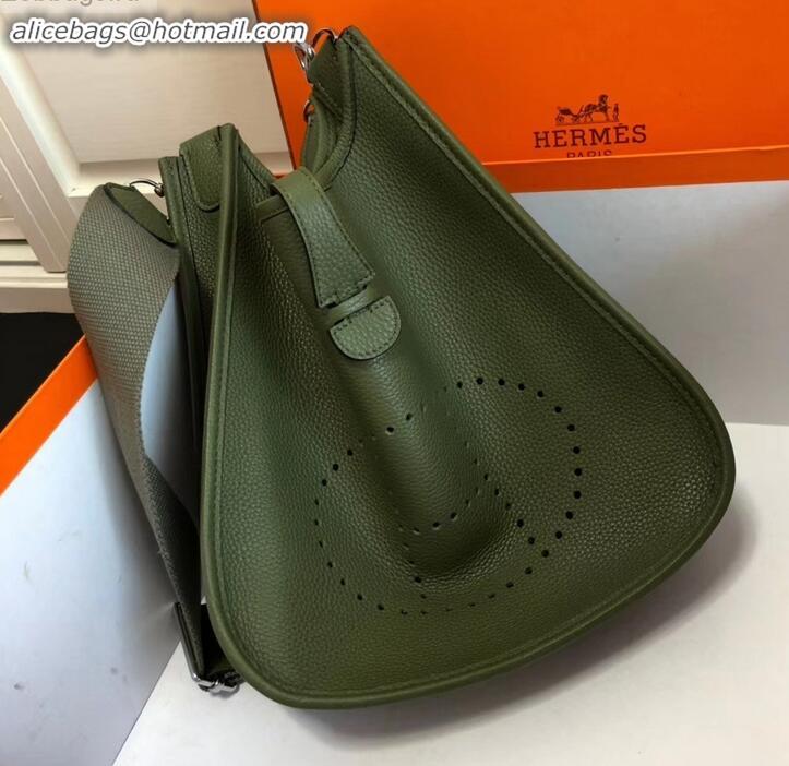 Unique Style Hermes Togo Leather Evelyne III PM Bag H091401 army green