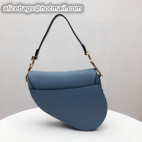 Top Sell Dior Saddle Bag Embossed Grained Calfskin Leather CD96708 Blue