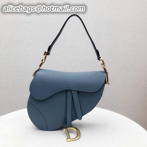 Top Sell Dior Saddle Bag Embossed Grained Calfskin Leather CD96708 Blue