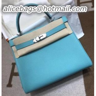 Good Taste Hermes Kelly 28cm Bag In Original togo Leather With Gold/Silver Hardware Macaron blue H091405