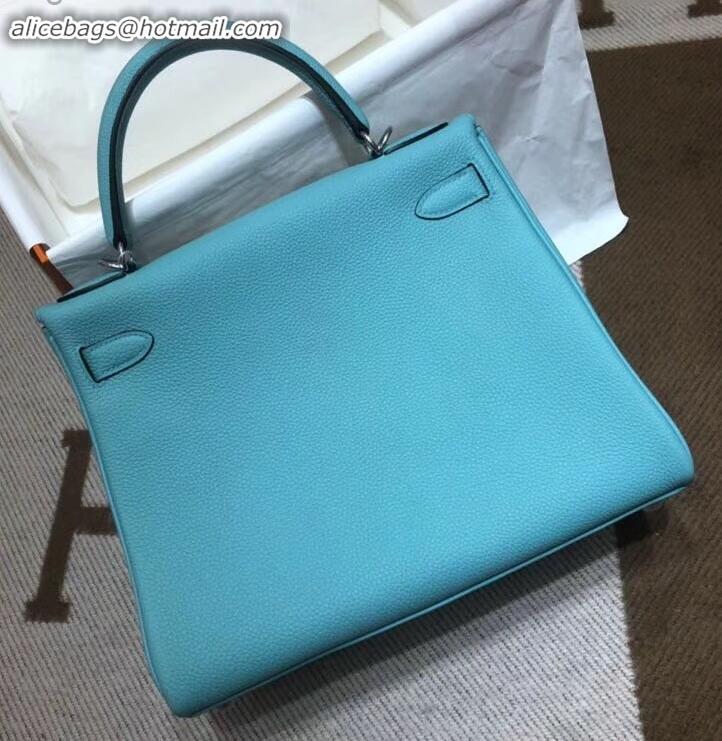 Good Taste Hermes Kelly 28cm Bag In Original togo Leather With Gold/Silver Hardware Macaron blue H091405