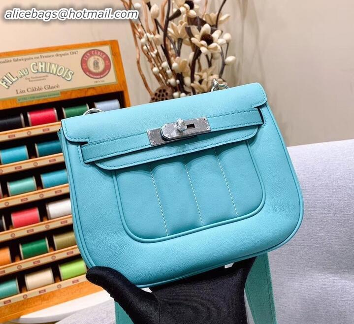 Low Price Hermes berline 20 bag in original swift leather Macaron blue H091406