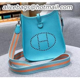 Original Cheap Hermes mini evelyne bag Macaron blue in original togo leather H091407