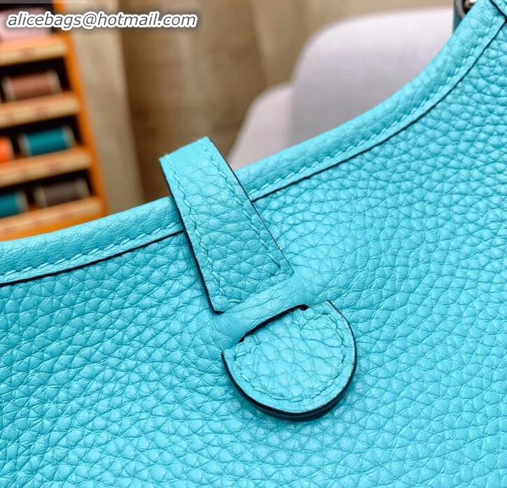 Original Cheap Hermes mini evelyne bag Macaron blue in original togo leather H091407