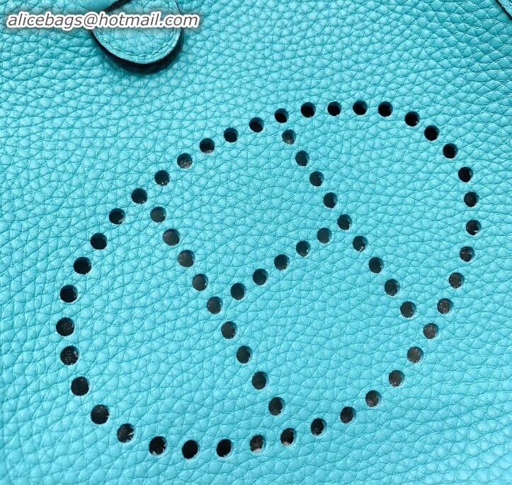 Original Cheap Hermes mini evelyne bag Macaron blue in original togo leather H091407