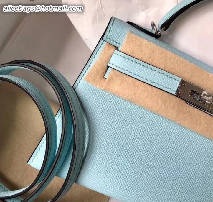 Best Price Hermes mini kelly II in original epsom leather Macaron blue H091408