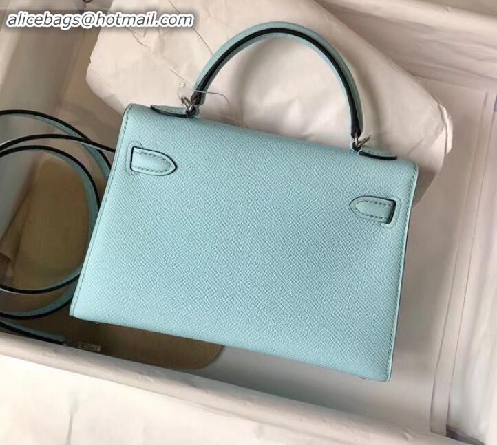 Best Price Hermes mini kelly II in original epsom leather Macaron blue H091408