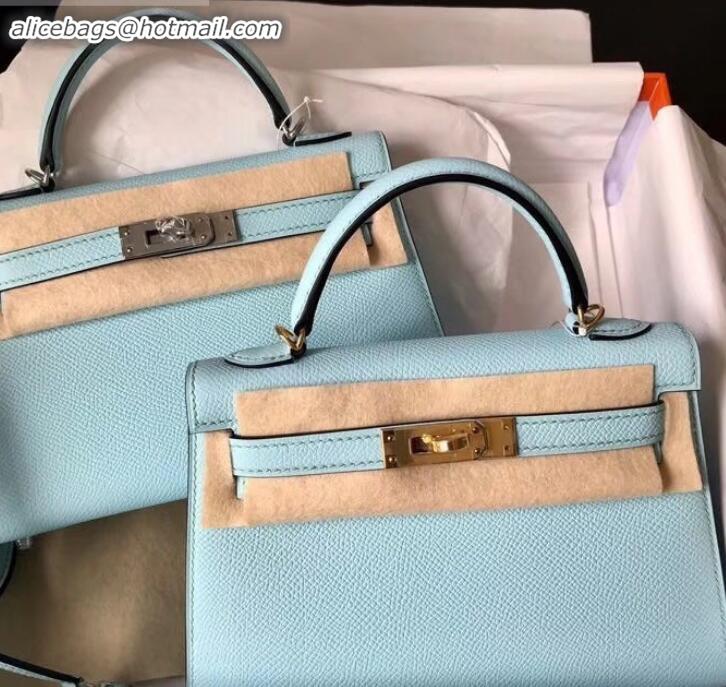 Best Price Hermes mini kelly II in original epsom leather Macaron blue H091408