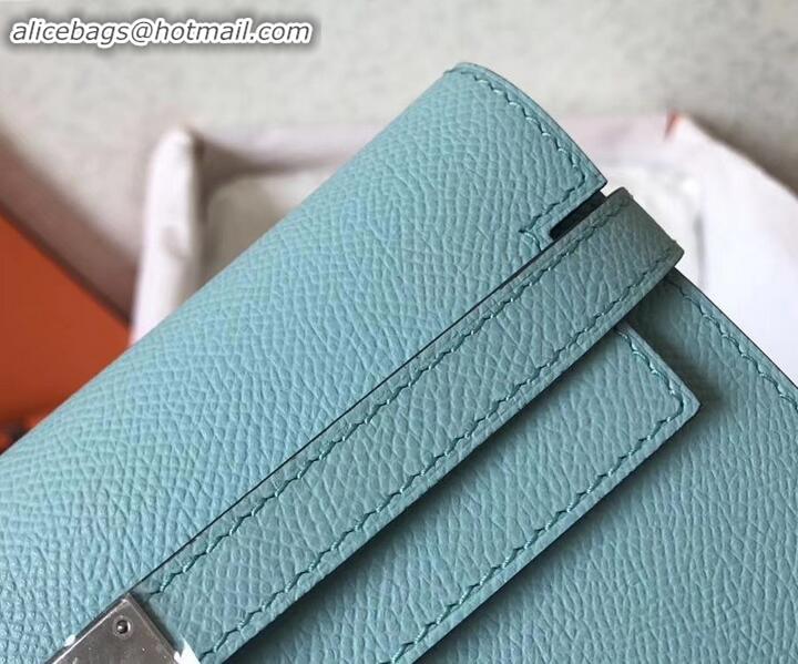 Best Grade hermes kelly wallet in original epsom leather Macaron blue H091409