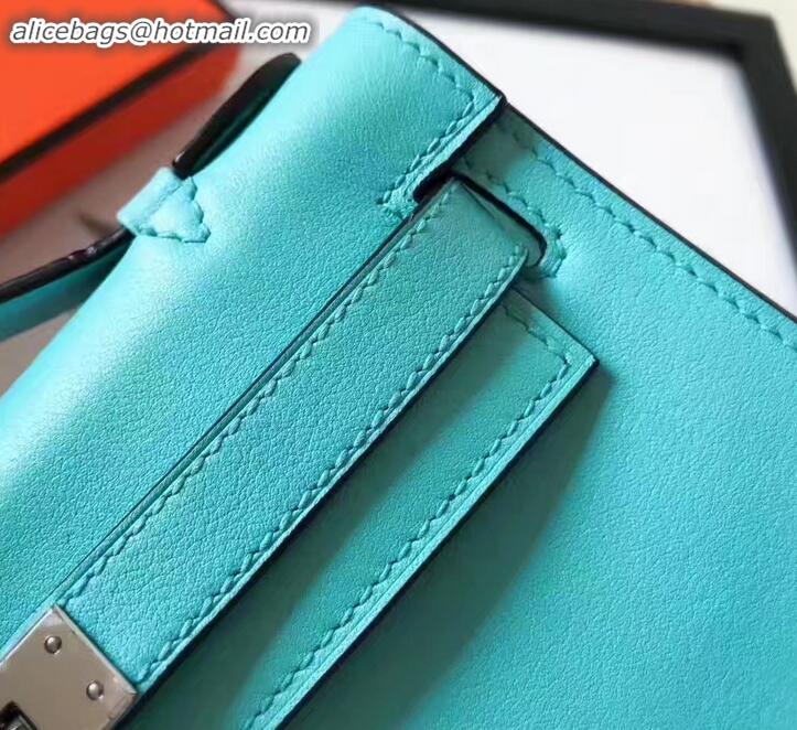 Stylish Hermes Kelly 22 Clutch Bag In Original Swift Leather Macaron blue H091409