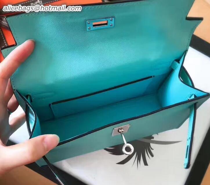 Stylish Hermes Kelly 22 Clutch Bag In Original Swift Leather Macaron blue H091409