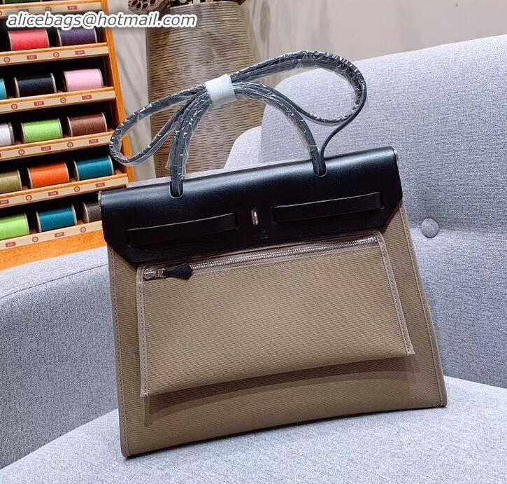 Classic Hermes Herbag Zip 31 Bag in Original Quality Black/Camel H091410