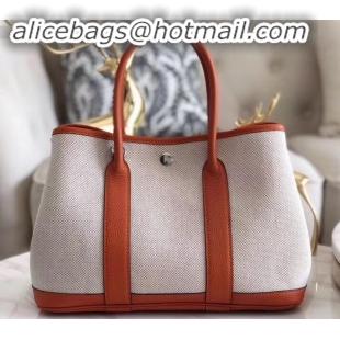 Discount Hermes Canvas Garden Party 30 Bag Orange/Creamy H091411