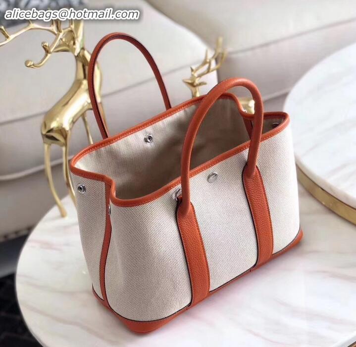 Discount Hermes Canvas Garden Party 30 Bag Orange/Creamy H091411