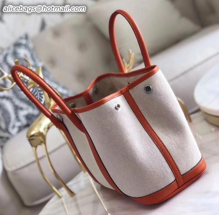 Discount Hermes Canvas Garden Party 30 Bag Orange/Creamy H091411