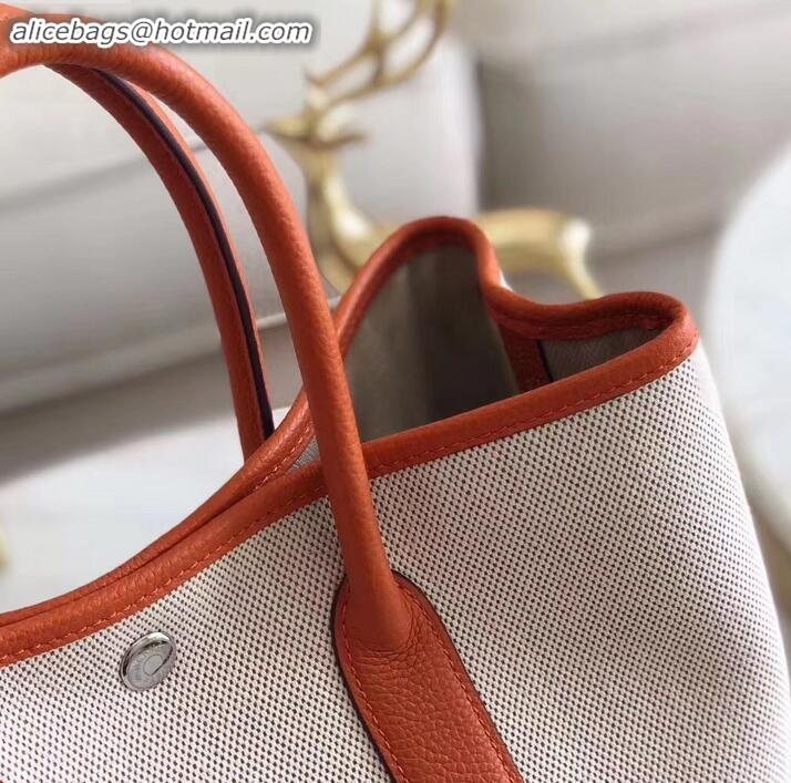 Discount Hermes Canvas Garden Party 30 Bag Orange/Creamy H091411