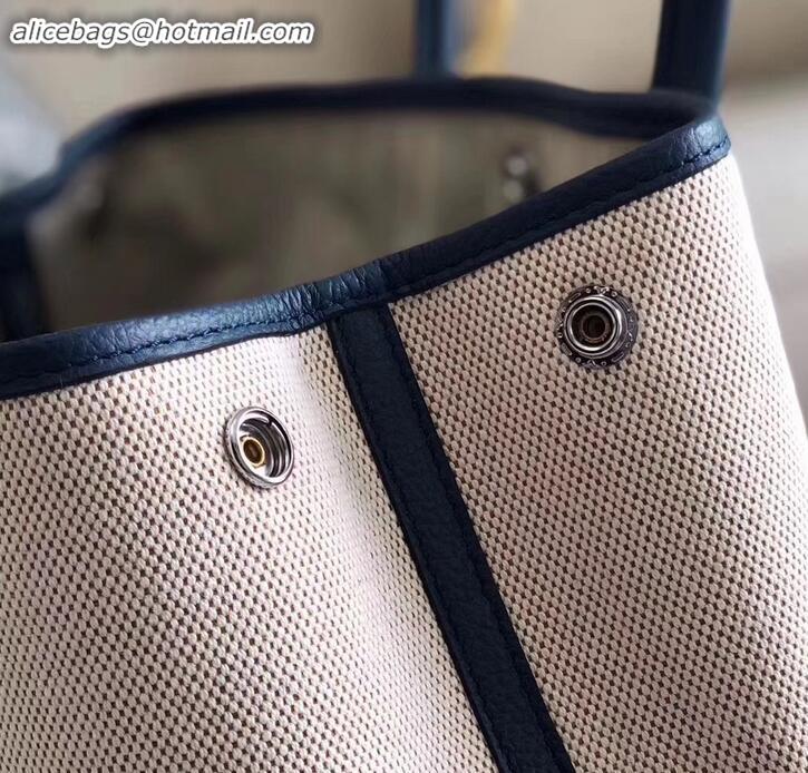 Good Quality Hermes Canvas Garden Party 30 Bag Navy Blue/Creamy H091411