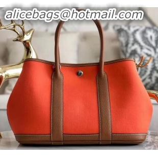 Sophisticated Hermes Canvas Garden Party 30 Bag Orange H091411