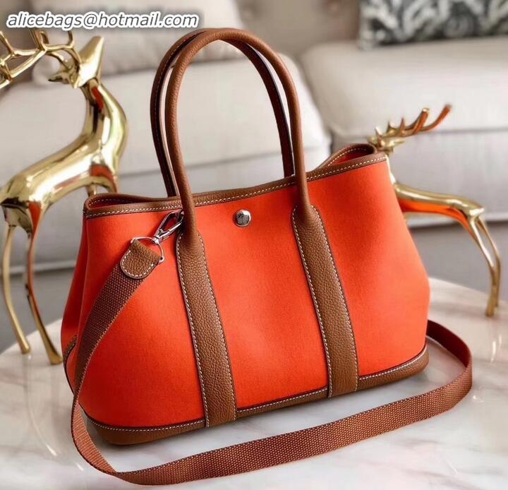 Sophisticated Hermes Canvas Garden Party 30 Bag Orange H091411