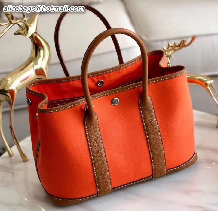 Sophisticated Hermes Canvas Garden Party 30 Bag Orange H091411