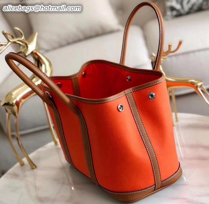 Sophisticated Hermes Canvas Garden Party 30 Bag Orange H091411