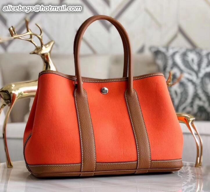 Sophisticated Hermes Canvas Garden Party 30 Bag Orange H091411