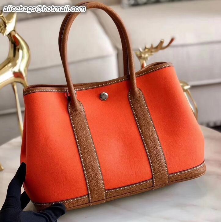 Sophisticated Hermes Canvas Garden Party 30 Bag Orange H091411