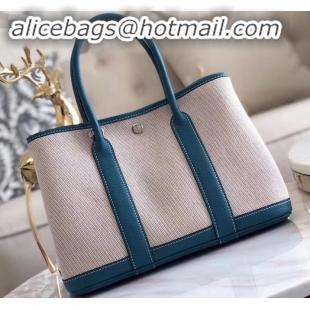 Fashionable Hermes Canvas Garden Party 36 Bag Lake Blue/Creamy H091412