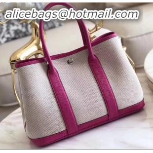 Hot Style Hermes Canvas Garden Party 36 Bag Fuchsia/Creamy H091412