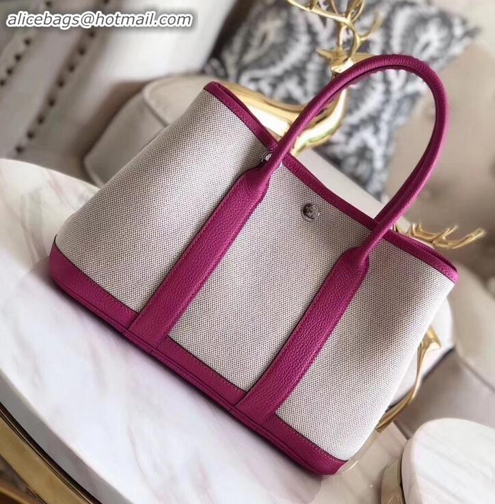 Hot Style Hermes Canvas Garden Party 36 Bag Fuchsia/Creamy H091412