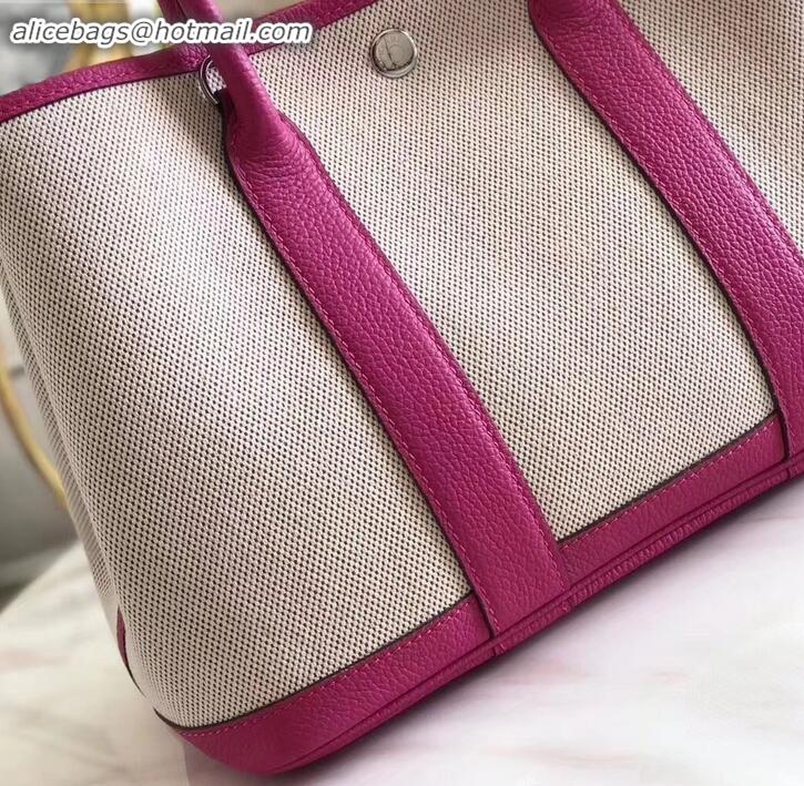 Hot Style Hermes Canvas Garden Party 36 Bag Fuchsia/Creamy H091412