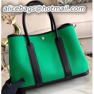 Popular Style Hermes Canvas Garden Party 30 Bag Green H091411