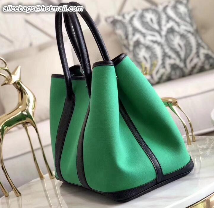 Popular Style Hermes Canvas Garden Party 30 Bag Green H091411