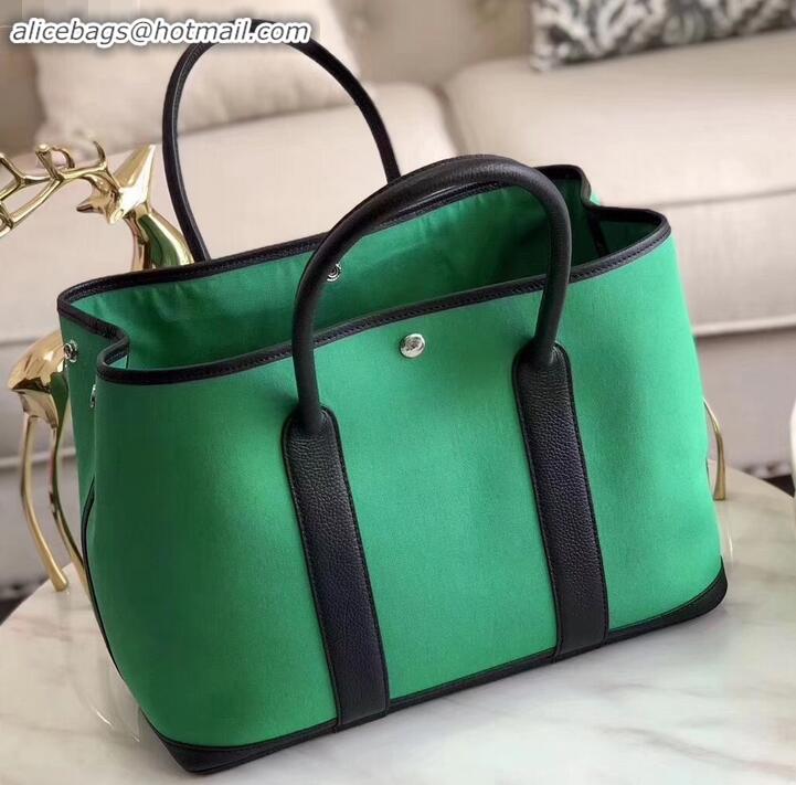 Popular Style Hermes Canvas Garden Party 30 Bag Green H091411