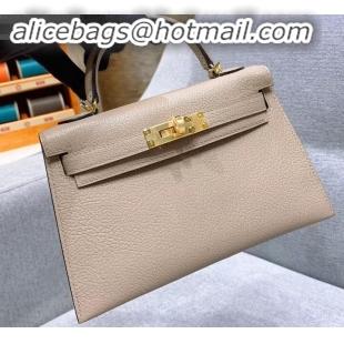 Sumptuous Hermes Mini Kelly II Bag in Original Chevre Leather Pale Gray H091413