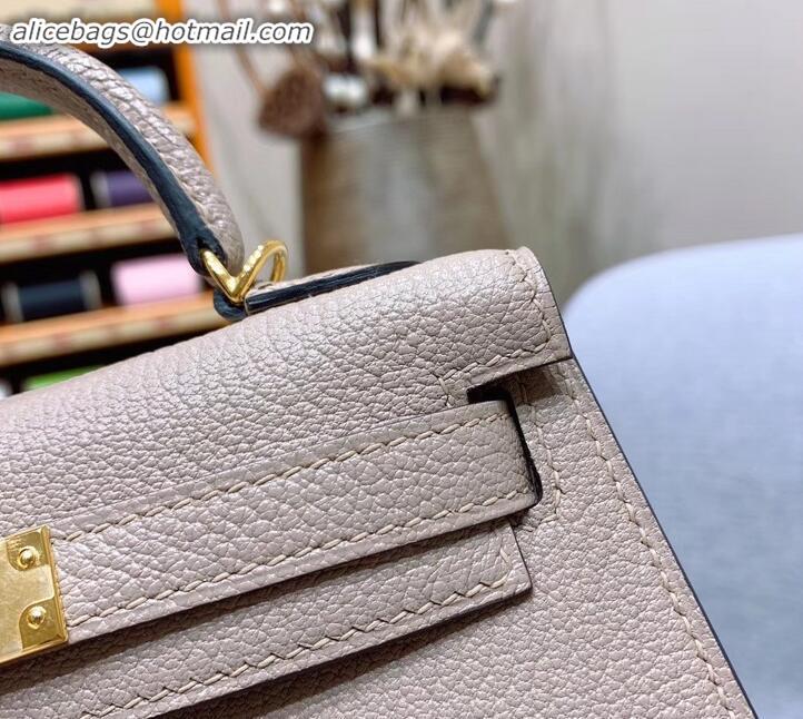 Sumptuous Hermes Mini Kelly II Bag in Original Chevre Leather Pale Gray H091413