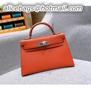 Crafted Hermes Mini Kelly II Bag in Original Chevre Leather H091413 Salmon Red