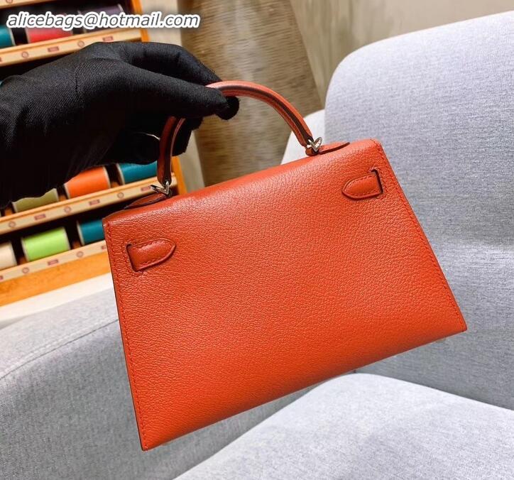 Crafted Hermes Mini Kelly II Bag in Original Chevre Leather H091413 Salmon Red