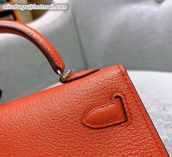 Crafted Hermes Mini Kelly II Bag in Original Chevre Leather H091413 Salmon Red