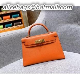 Stylish Hermes Mini Kelly II Bag in Original Chevre Leather H091413 Orange