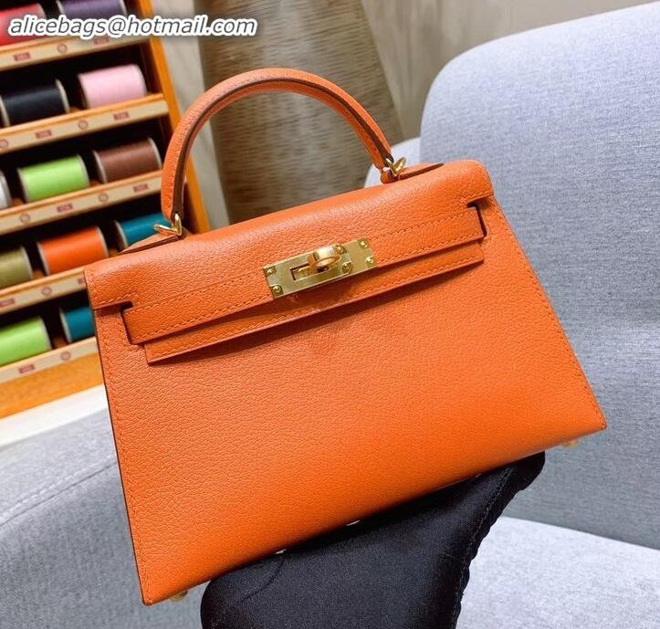 Stylish Hermes Mini Kelly II Bag in Original Chevre Leather H091413 Orange